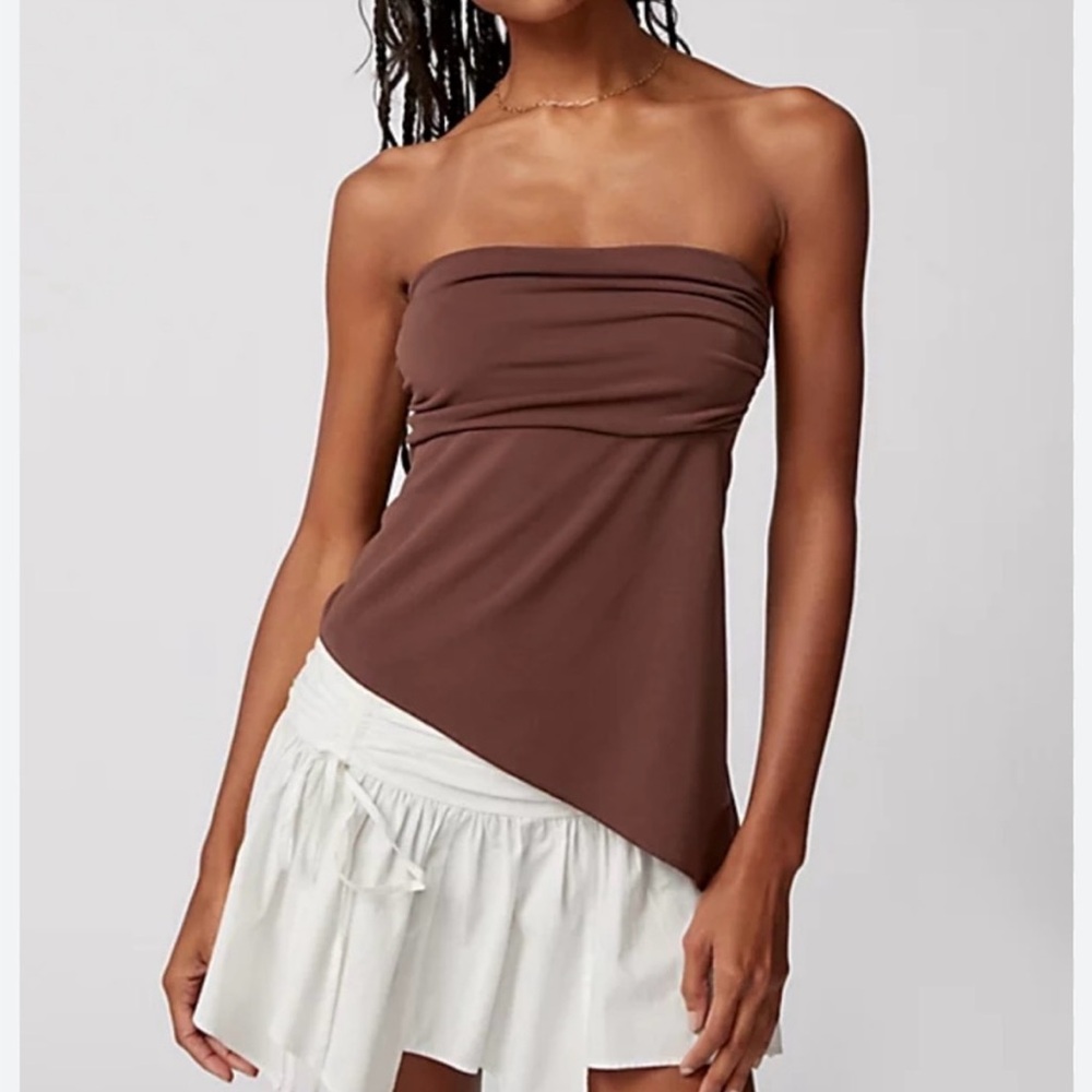 BDG Chocolate Brown Tube Top Asymmetrical